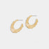 Ribbed Scallop Post Hoop Earrings - Gold